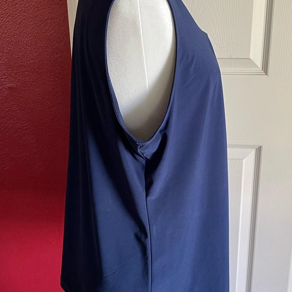 Roz & Ali Blue Pleated Sleeveless Tank Top - Picture 5 of 7
